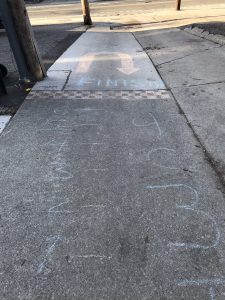 Hopscotch drawn in chalk in a lane way